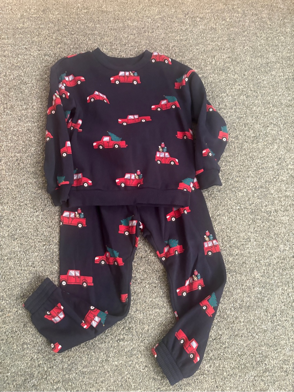 H&M Navy and Red Truck Matching Pajama Set